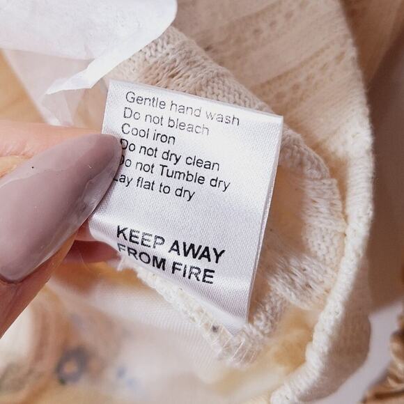 Meli Meli Boutique Mixed Media Top 2T Floral Applique Beaded Cotton Silk Cottage - Picture 7 of 8